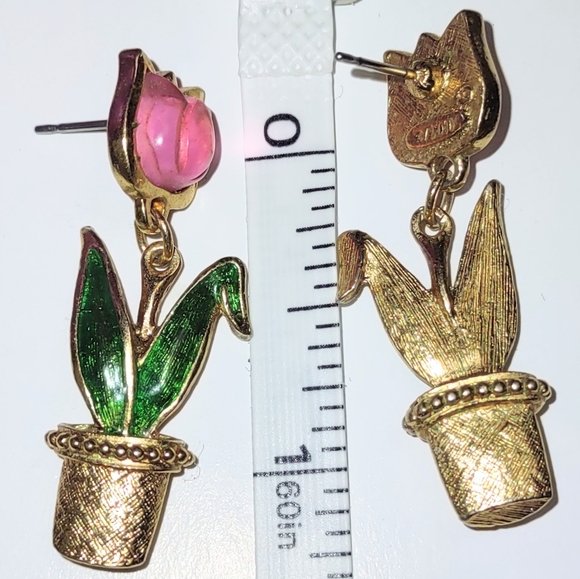 Avon Pink Tulip Dangling Earrings - Picture 4 of 9